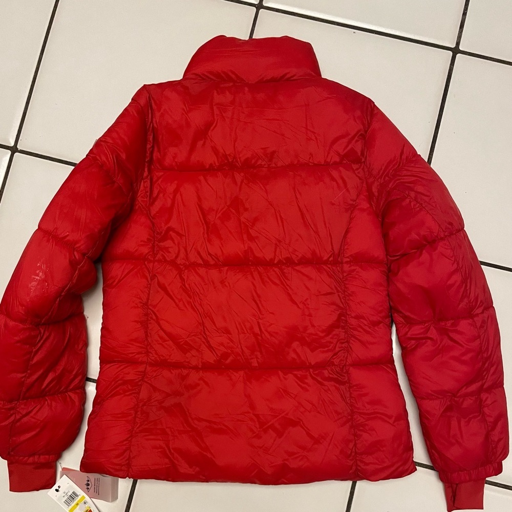 TOMMY HILFIGER red puffer winter jacket women’s XS / M NWT - Picture 2 of 12